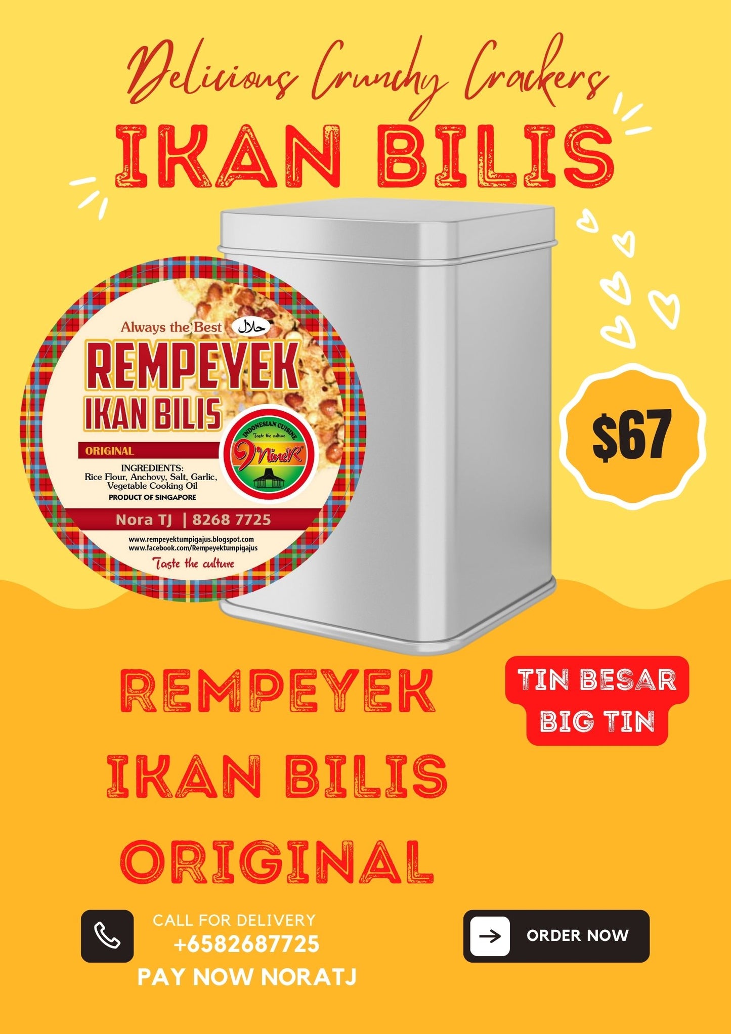 REMPEYEK IKAN BILIS ORIGINAL BIG TIN