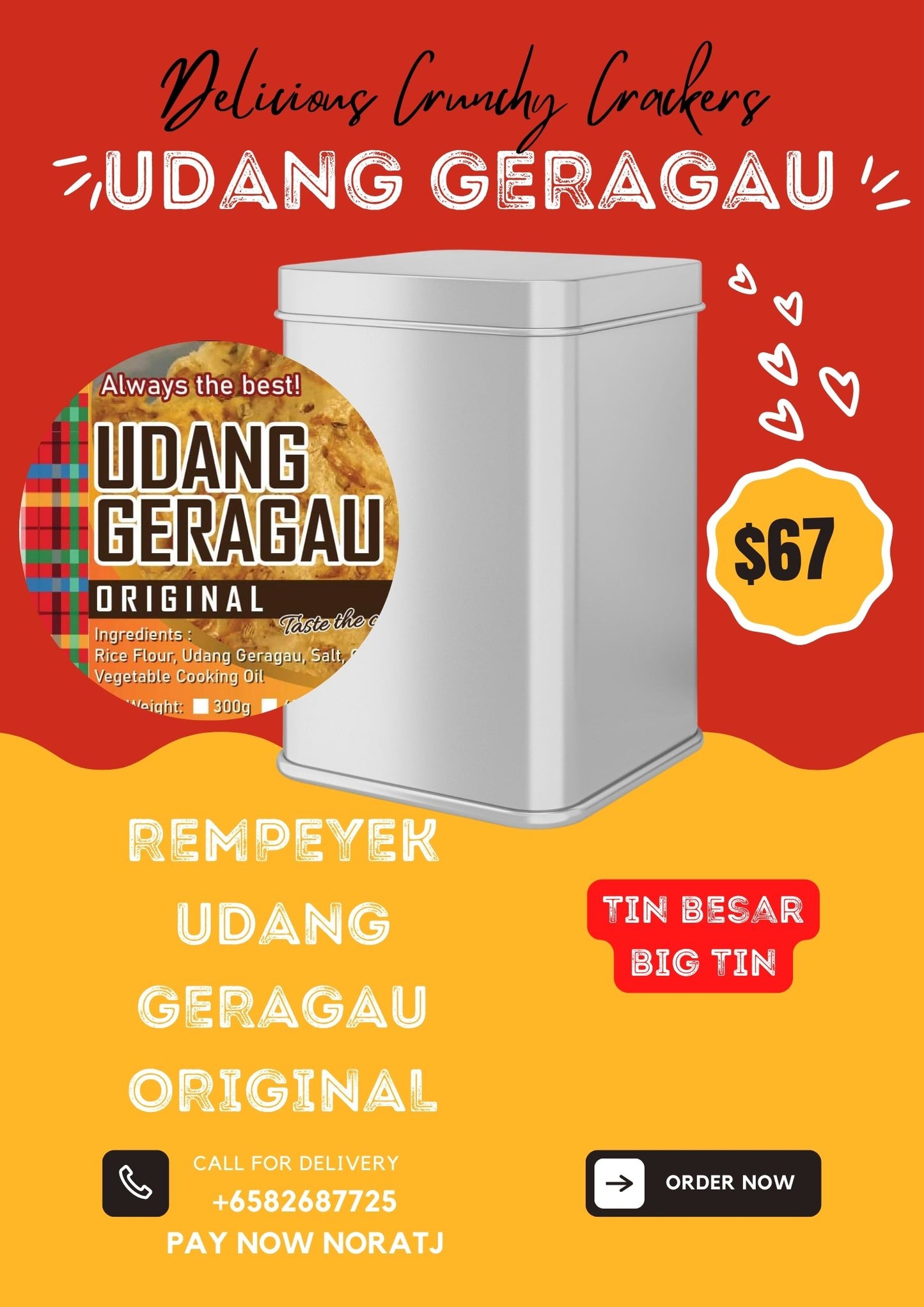 REMPEYEK UDANG GERAGAU ORIGINAL BIG TIN