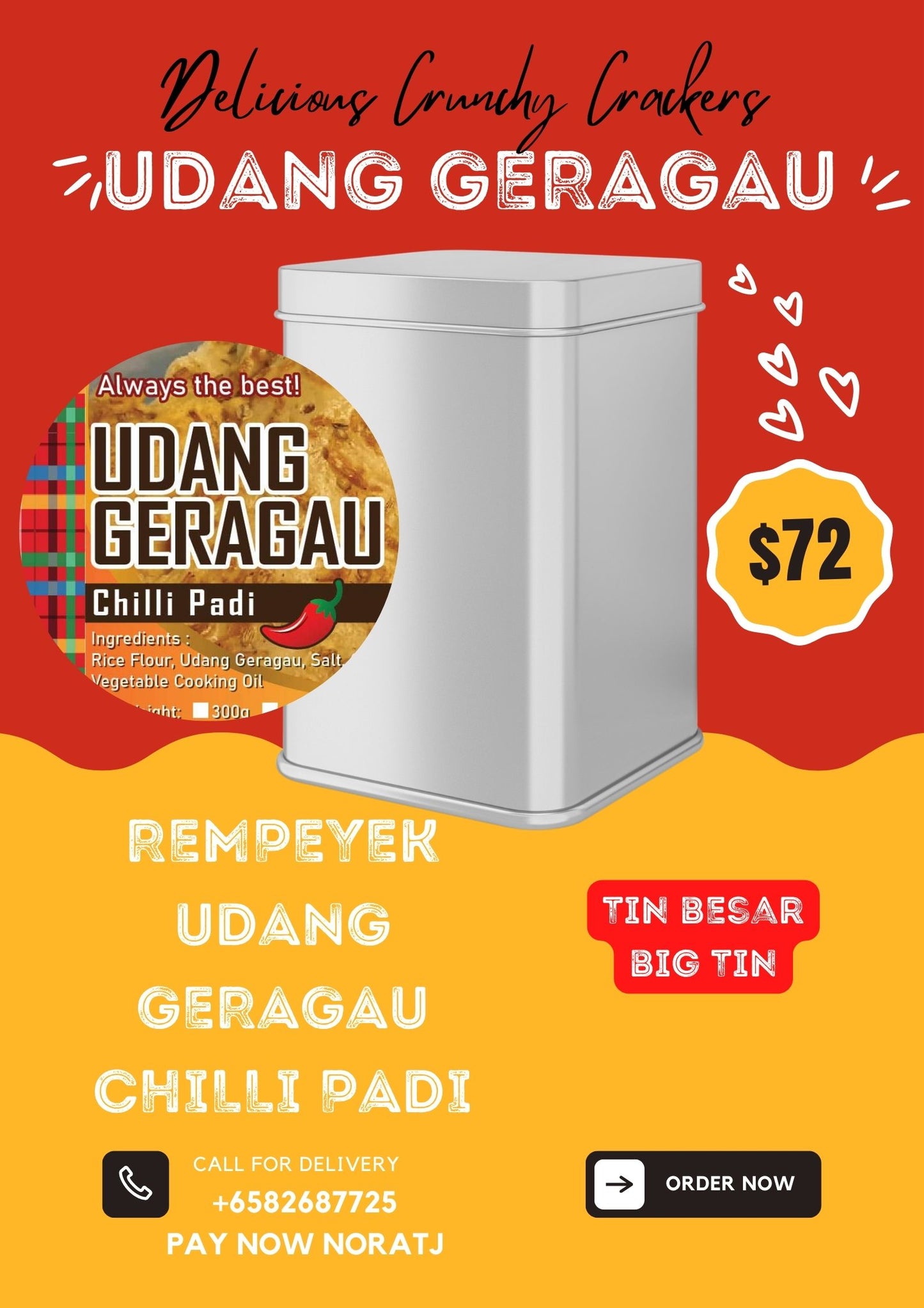 REMPEYEK UDANG GERAGAU CHILI PADI TIN BESAR