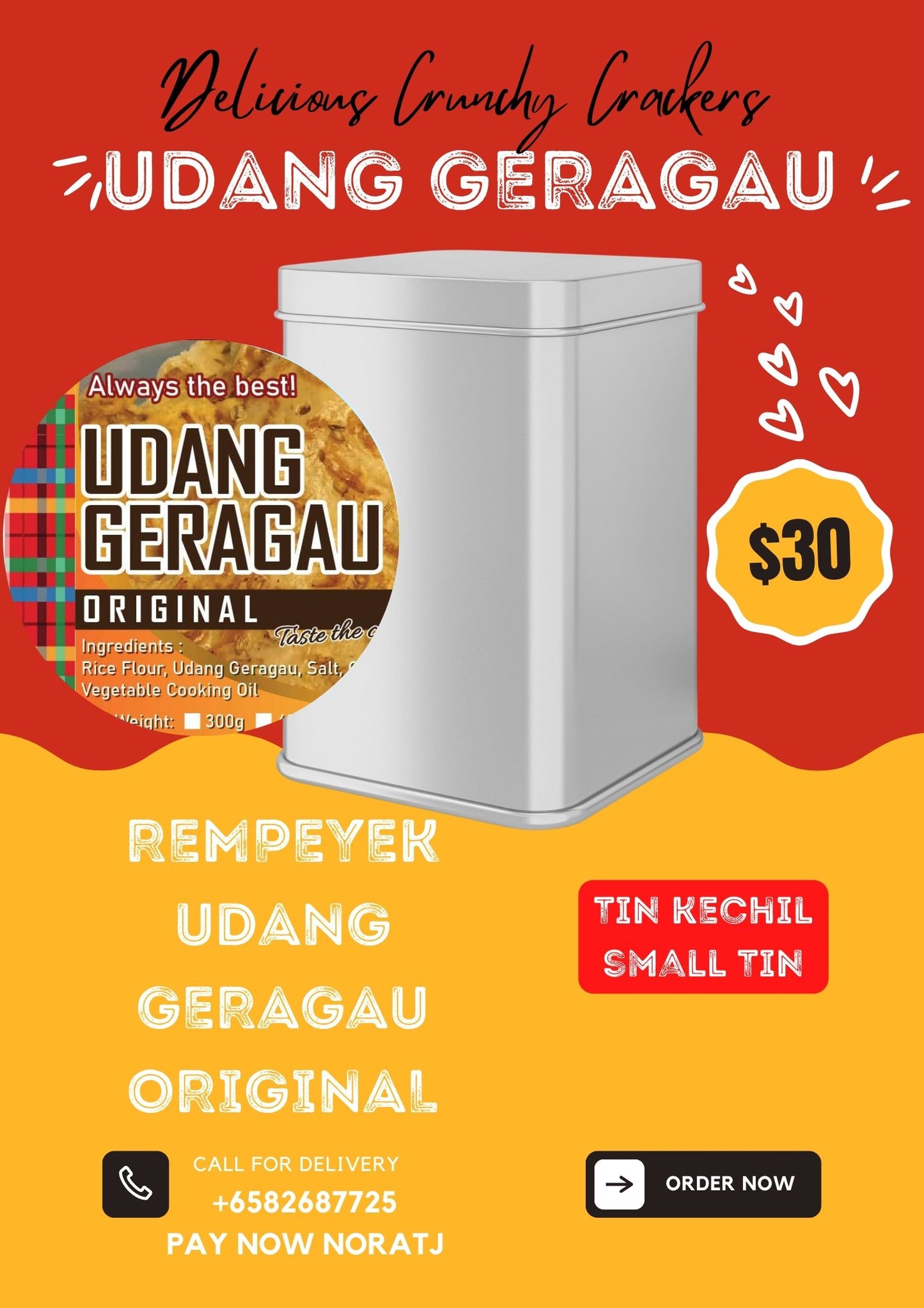 REMPEYEK UDANG GERAGAU ORIGINAL SMALL TIN